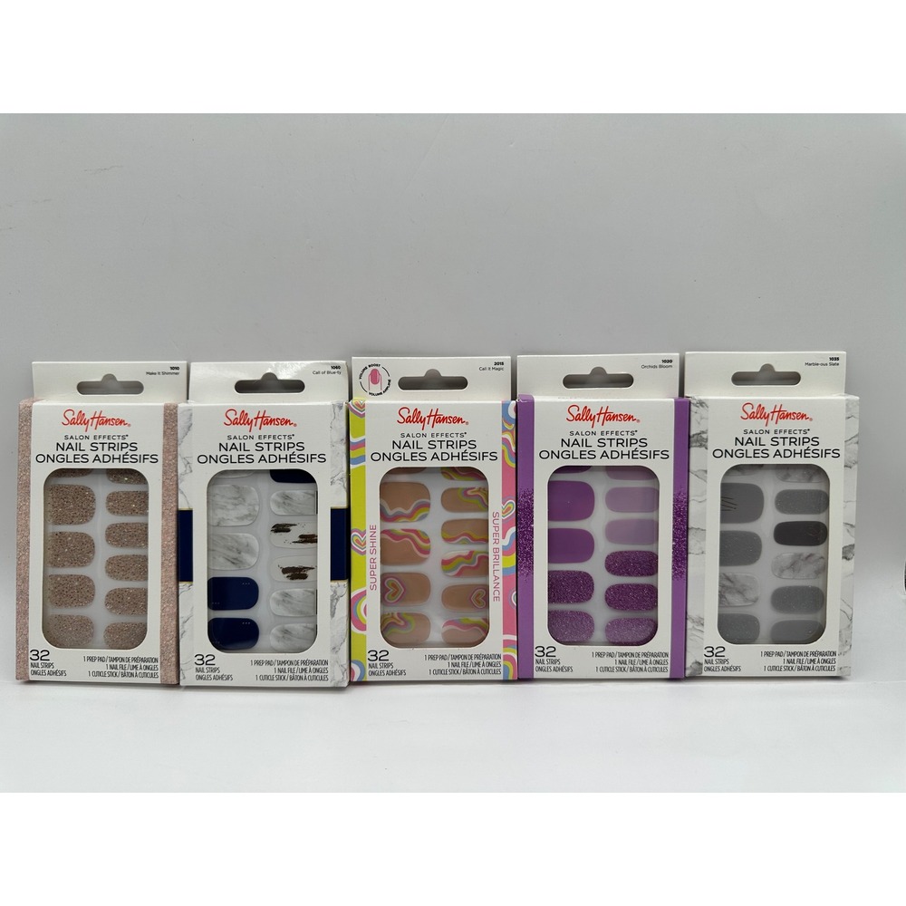 Sally Hansen Salon Effects Nail Strips Lot of 5 Nail Polish Stickers